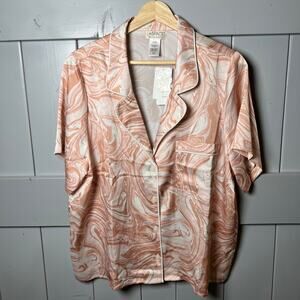 L*Space Nova Marbled‎ Silky Pink Pajama Top Size Large NEW